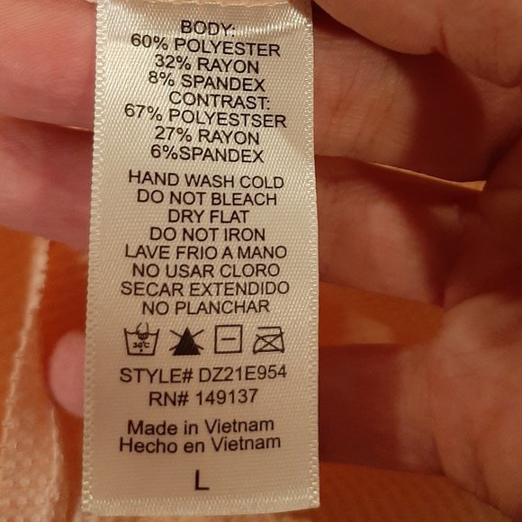 Double Zero Peach Cropped Waffle Long-Sleeve Top (Large) - Picture 7 of 7